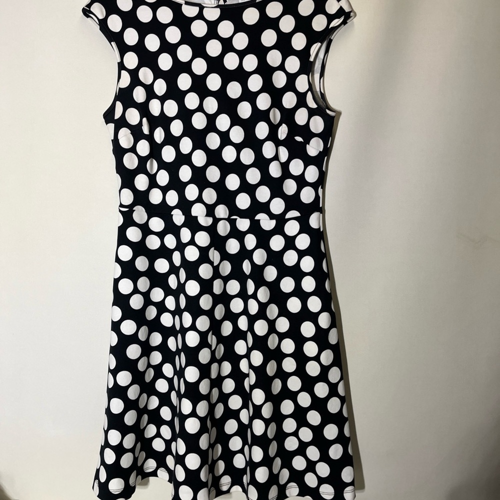 New York & Company Black and White Polka Dot Dress Sleeveless Crew Neck